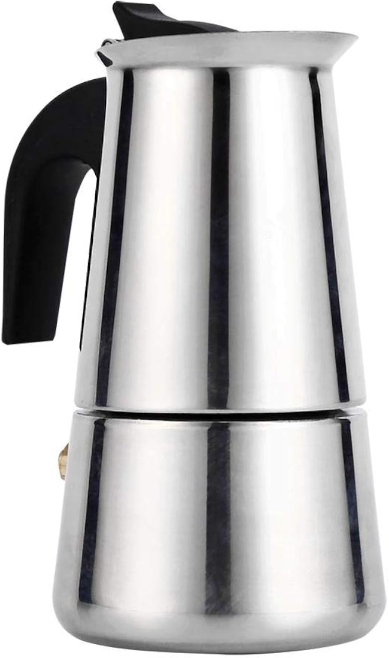 Dioche Stainless Steel Coffee Maker, 100ml/200ml/300ml/450ml Moka Pot Espresso Coffee Maker Stove for Home Office Use(100ml), Silver